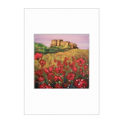 Bamburgh Castle Poppies Mini Print A4